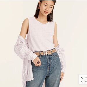 NWT J. Crew PINK 100%LINEN Sleeveless Crewneck Tank, M